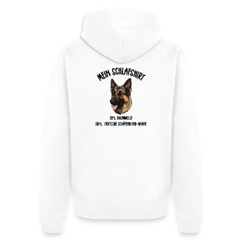 Schäferhund Schlafshirt Treu - Unisex Premium Bio Zip Hoodie - Weiß - Hinten - Thijin (182cm)