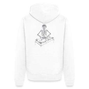 Skeleton DJ Halloween Vibes - Unisex Premium Bio Zip Hoodie - Weiß - Hinten - Thijin (182cm)