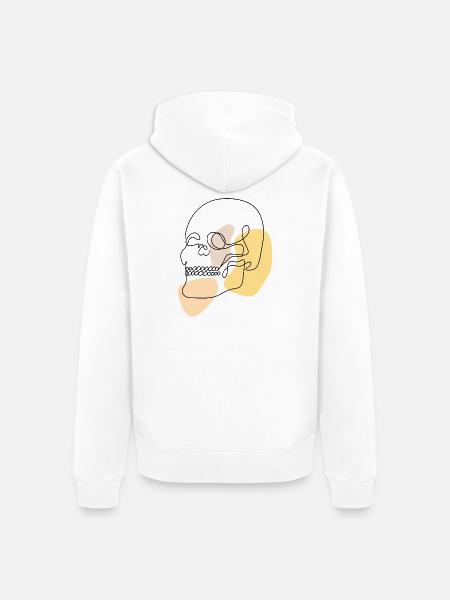 Pastellformen abstrakter Lineart Schädel - Unisex Premium Bio Zip Hoodie - Weiß