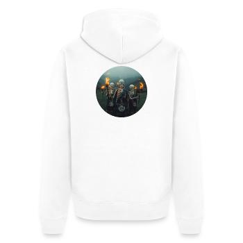 Skelette in schottischen Kilts mit Fackeln - Unisex Premium Bio Zip Hoodie - Weiß - Hinten - Thijin (182cm)