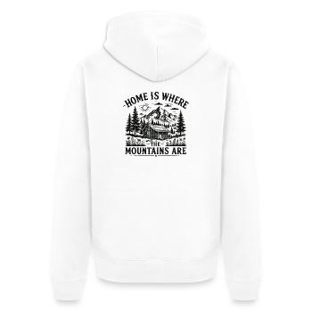 Zuhause ist, wo die Berge sind - Unisex Premium Bio Zip Hoodie - Weiß - Hinten - Thijin (182cm)