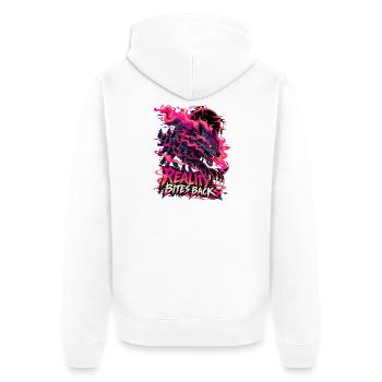 Neon Drache Flammensturm - Unisex Premium Bio Zip Hoodie - Weiß - Hinten - Thijin (182cm)