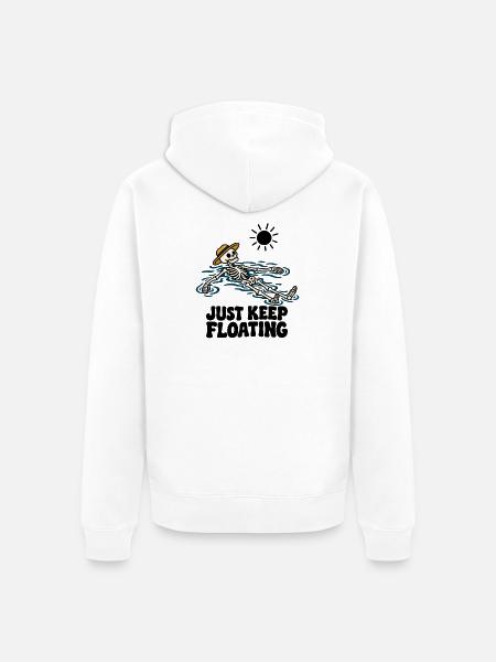 Just Keep Float Skelett sommer lustiger Spruch - Unisex Premium Bio Zip Hoodie - Weiß