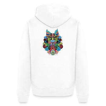 Chat_Mandala - Unisex Premium Bio Zip Hoodie - Weiß - Hinten - Thijin (182cm)