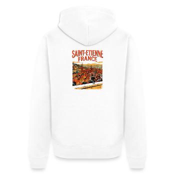 View City Vintage Saint Etienne France Skyline and - Unisex Premium Bio Zip Hoodie - Weiß - Hinten - Thijin (182cm)
