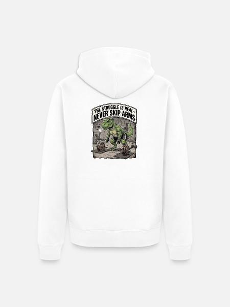 Dinosaurier vs Langhantel - Unisex Premium Bio Zip Hoodie - Weiß