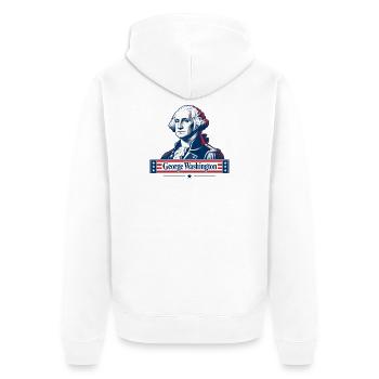Patriotisches historisches Führungsbild - Unisex Premium Bio Zip Hoodie - Weiß - Hinten - Thijin (182cm)