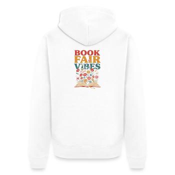 Buchmesse-Vibes - Unisex Premium Bio Zip Hoodie - Weiß - Hinten - Thijin (182cm)