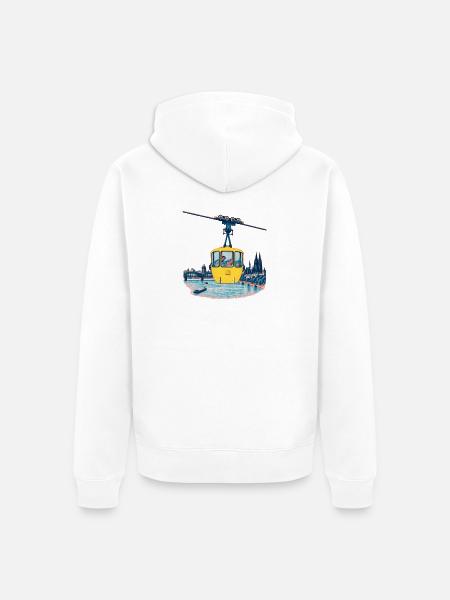 Kölner Seilbahn Risograph - Unisex Premium Bio Zip Hoodie - Weiß