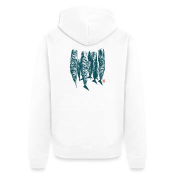 Schlafende Wale, Maori Wellen Tattoos - Unisex Premium Bio Zip Hoodie - Weiß - Hinten - Thijin (182cm)