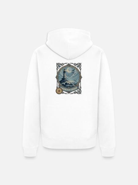 Haunted Coast Leuchtturm Küste - Unisex Premium Bio Zip Hoodie - Weiß