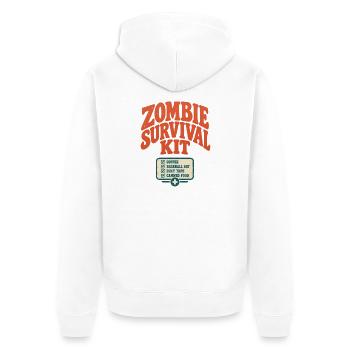 Zombie Survival Kit - Unisex Premium Bio Zip Hoodie - Weiß - Hinten - Thijin (182cm)