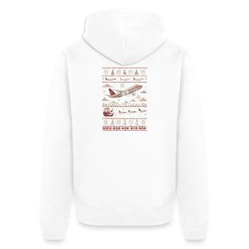 Weihnachtspullover mit Flugzeugmotiv - Unisex Premium Bio Zip Hoodie - Weiß - Hinten - Thijin (182cm)