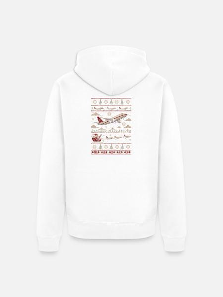 Weihnachtspullover mit Flugzeugmotiv - Unisex Premium Bio Zip Hoodie - Weiß