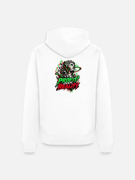 Profit über Realität Neon-Glitch - Unisex Premium Bio Zip Hoodie - Weiß