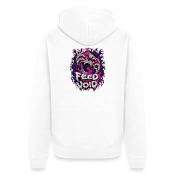 Füttere die Leere Schädelflammen - Unisex Premium Bio Zip Hoodie - Weiß - Hinten - Thijin (182cm)