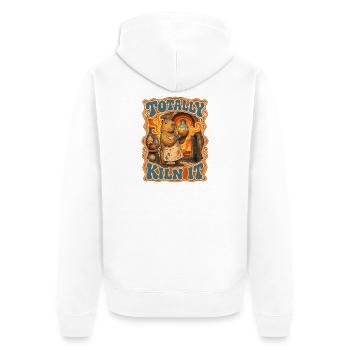  Totally Kiln It Capybara Keramik Groovy Retro - Unisex Premium Bio Zip Hoodie - Weiß - Hinten - Thijin (182cm)