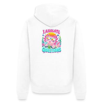 Axolotl am Strand mit Sonnenbrille - Unisex Premium Bio Zip Hoodie - Weiß - Hinten - Thijin (182cm)