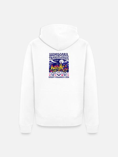 Sighisoara Transylvania Groovy Halloween Bats - Unisex Premium Bio Zip Hoodie - Weiß