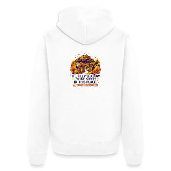 Edinburgh The Deep Shadow That Sleeps In This - Unisex Premium Bio Zip Hoodie - Weiß - Hinten - Thijin (182cm)