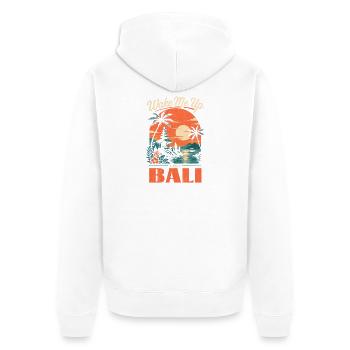Weck mich in Bali - Unisex Premium Bio Zip Hoodie - Weiß - Hinten - Thijin (182cm)