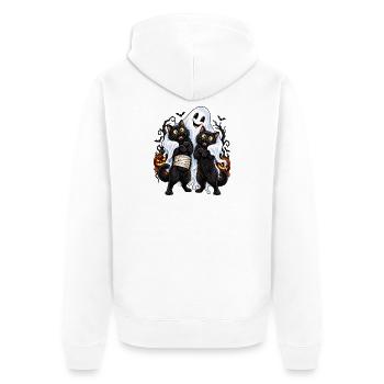 Katzen Gespenst – Lustiges Halloween - Unisex Premium Bio Zip Hoodie - Weiß - Hinten - Thijin (182cm)