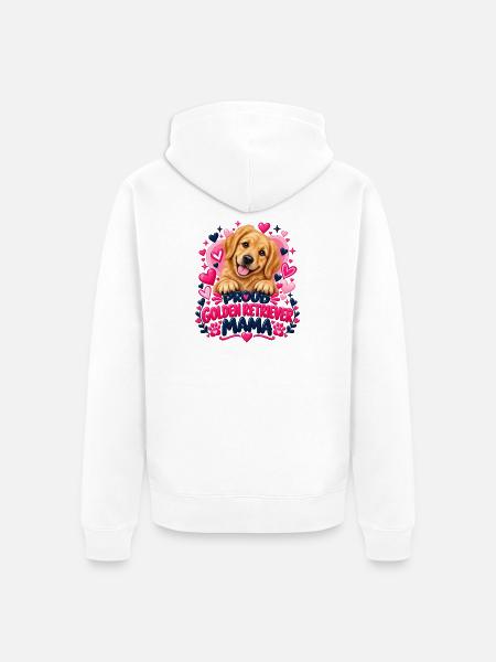 Stolzer Golden Retriever Mama - Unisex Premium Bio Zip Hoodie - Weiß