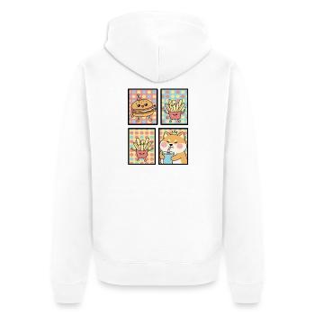 Cute Kawaii Animals and Fast Food Design Set - Unisex Premium Bio Zip Hoodie - Weiß - Hinten - Thijin (182cm)
