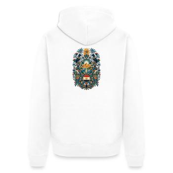 Ägypten | Pyramiden, Horus & Nil - Unisex Premium Bio Zip Hoodie - Weiß - Hinten - Thijin (182cm)
