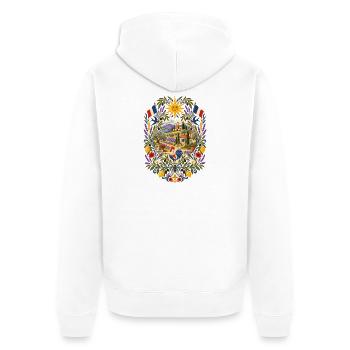 Frankreich | Provence, Lavendel & Oliven - Unisex Premium Bio Zip Hoodie - Weiß - Hinten - Thijin (182cm)