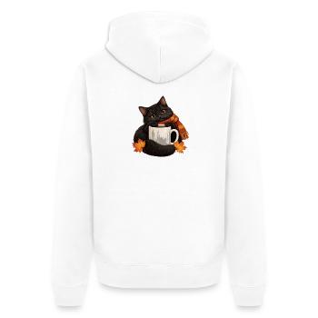 Black Cat Rain Boot - Unisex Premium Bio Zip Hoodie - Weiß - Hinten - Thijin (182cm)