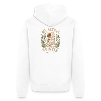  Mein Geheimer Ort Morchelpilze Sammeln Fuchs Auf - Unisex Premium Bio Zip Hoodie - Weiß - Hinten - Thijin (182cm)