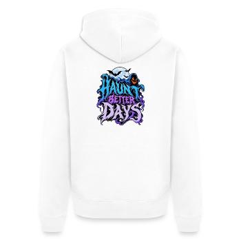 Haunt Better Days - Unisex Premium Bio Zip Hoodie - Weiß - Hinten - Thijin (182cm)