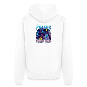 Dachshund Prague Bohemian Haunts Midnight Rambles - Unisex Premium Bio Zip Hoodie - Weiß - Hinten - Thijin (182cm)
