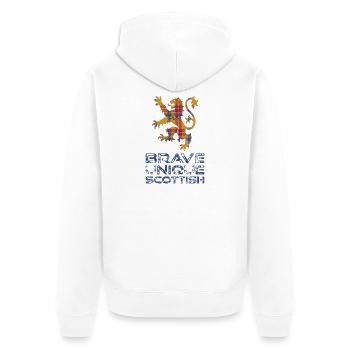 Tartan-Löwe des tapferen schottischen Stolzes - Unisex Premium Bio Zip Hoodie - Weiß - Hinten - Thijin (182cm)