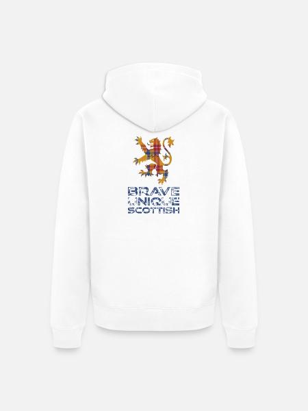 Tartan-Löwe des tapferen schottischen Stolzes - Unisex Premium Bio Zip Hoodie - Weiß