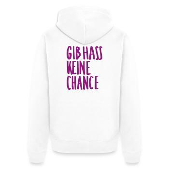 Gib Hass Keine Chance - Unisex Premium Bio Zip Hoodie - Weiß - Hinten - Thijin (182cm)