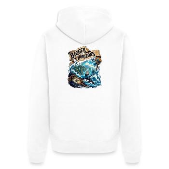 Größere Horizonte - Unisex Premium Bio Zip Hoodie - Weiß - Hinten - Thijin (182cm)