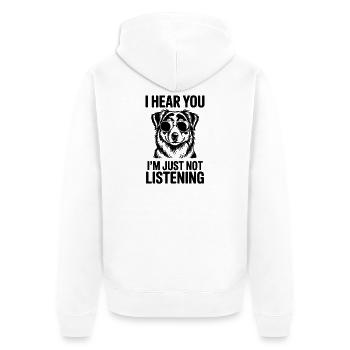 Australian Shepherd Spruch Lustige Aussie Geschenk - Unisex Premium Bio Zip Hoodie - Weiß - Hinten - Thijin (182cm)