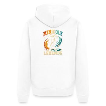 MINIGOLF LEGENDE - Unisex Premium Bio Zip Hoodie - Weiß - Hinten - Thijin (182cm)