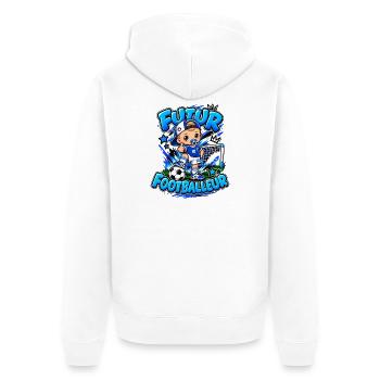 Zukünftiger Fußballer: Farbenfrohes Fußballbaby - Unisex Premium Bio Zip Hoodie - Weiß - Hinten - Thijin (182cm)