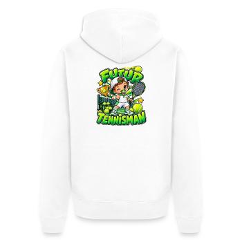Zukünftiger Cartoon-Tennisspieler, Kindertennisspieler - Unisex Premium Bio Zip Hoodie - Weiß - Hinten - Thijin (182cm)