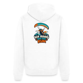 Paragliding Humor Ich häng hier Rum - Unisex Premium Bio Zip Hoodie - Weiß - Hinten - Thijin (182cm)