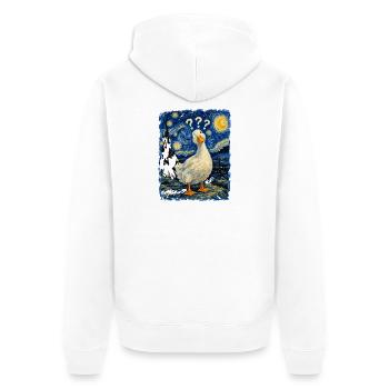 Gänse Sternennacht-Impression - Unisex Premium Bio Zip Hoodie - Weiß - Hinten - Thijin (182cm)
