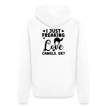 Kamel Spruch Humor - Unisex Premium Bio Zip Hoodie - Weiß - Hinten - Thijin (182cm)