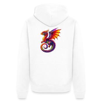 Drache - Unisex Premium Bio Zip Hoodie - Weiß - Hinten - Thijin (182cm)