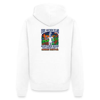 Derry Northern Ireland Registered Nurse Samhain - Unisex Premium Bio Zip Hoodie - Weiß - Hinten - Thijin (182cm)