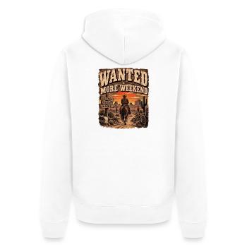 Wollte mehr Wochenend-Cowboy - Unisex Premium Bio Zip Hoodie - Weiß - Hinten - Thijin (182cm)