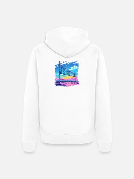 Volleyballnetz Vaporwave - Unisex Premium Bio Zip Hoodie - Weiß