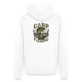 Karpfenfischen Tarnung Passion - Unisex Premium Bio Zip Hoodie - Weiß - Hinten - Thijin (182cm)